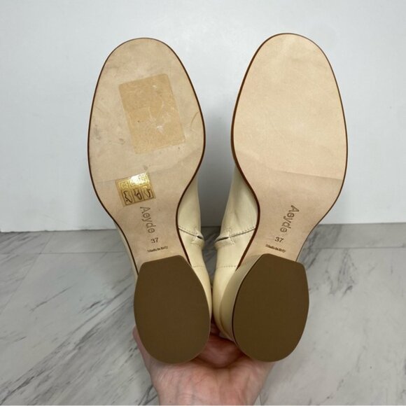 Aeyde Creamy Leather Heeled Bootie 37 / 7 - Picture 13 of 14